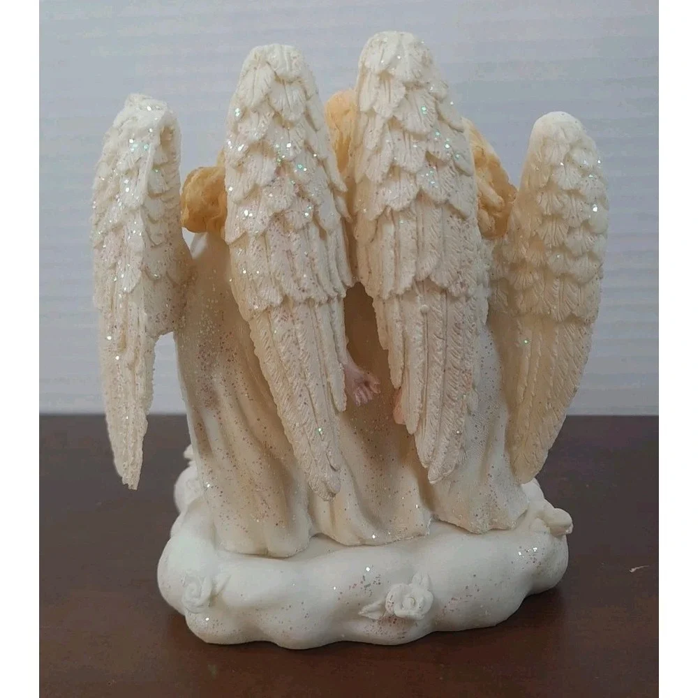 Ganz Trio Porcelain‎ Angel Figurine with Glass Bowl Candle Holder 4.5